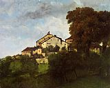Hill Canvas Paintings - Houses on the hill
